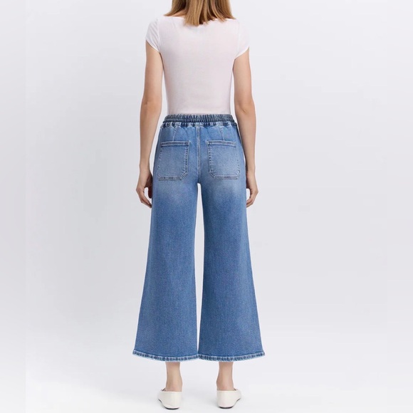 Vervet Reassure - High Rise Drawstring Wide Leg Jeans - Picture 2 of 8